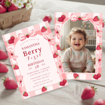 Invitación de lazo de foto de primer cumpleaños de