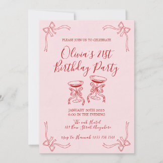 Invitación de lazo de Martini Coquette Rosa