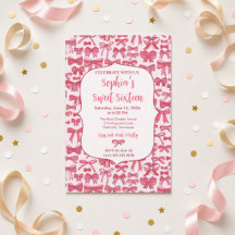 Invitación de lazo rosa Coquette