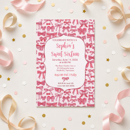 Invitación de lazo rosa Coquette