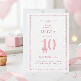 Invitación de lazo rosa para la niña de cumpleaños
