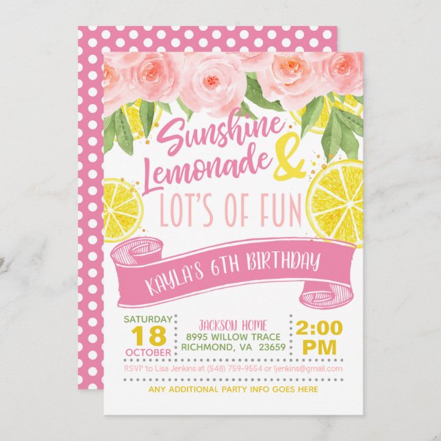 Invitación de Lemonade (Anverso / Reverso)
