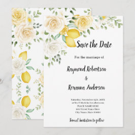 Invitación de Lemones y Rosas para Guardar la Fech