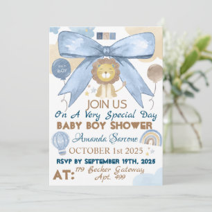 Invitación de león a Baby Boy Shower