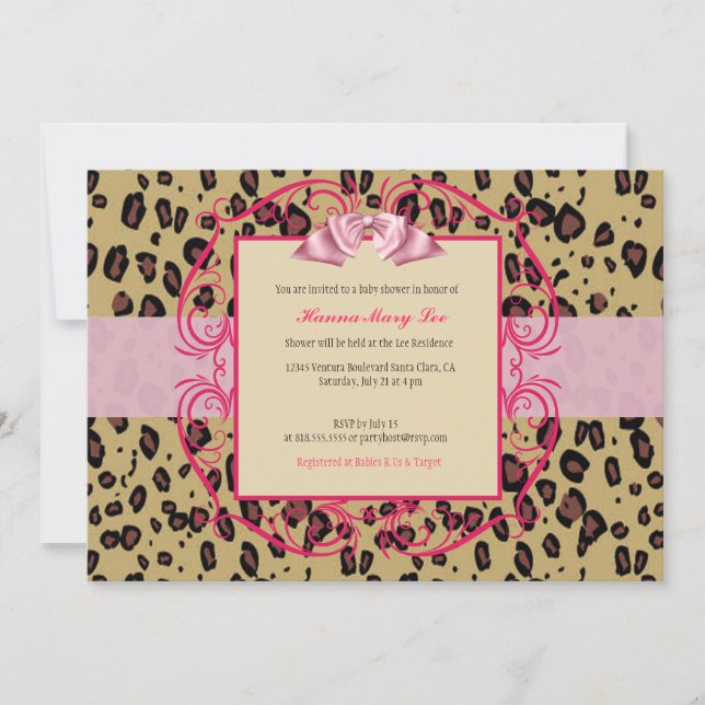 Invitación de Leopard Baby Shower (Anverso)