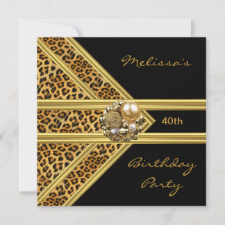 Invitación de leopardo elegante terciopelo negro j