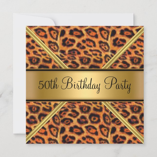 Invitación de Leopardo para Fiesta de Cumpleaños 5 (Anverso)