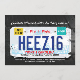 Invitación de licencia de cumpleaños 16 del niño e