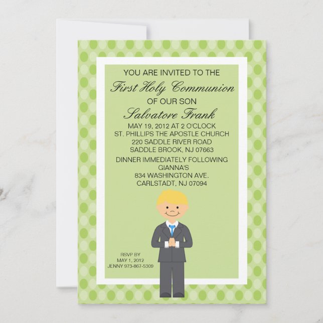 Invitación de Lime Green Cute First Community Boy (Anverso)