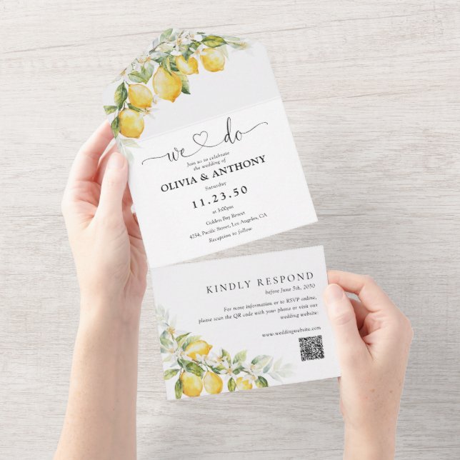 Invitación de limón cítrico en una boda (desgarro)