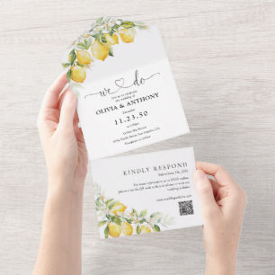 Invitación de limón cítrico en una boda