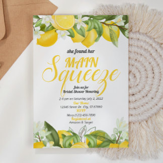 Invitación de limón de ducha de novia principal Sq