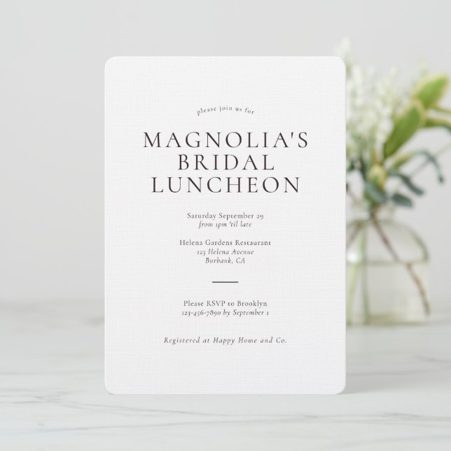 Invitación de línea de lujo para Novias minimalist (Anverso de pie)