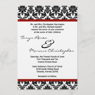 invitación de lino roja de la boda de Crim del