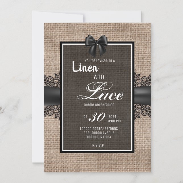 Invitación de lino y encaje (Anverso)