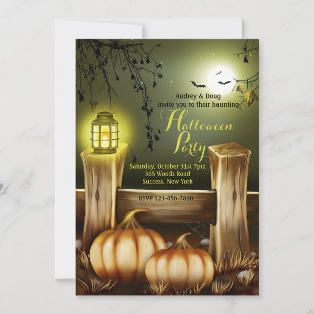 Invitación de Linterna de Halloween (Anverso)