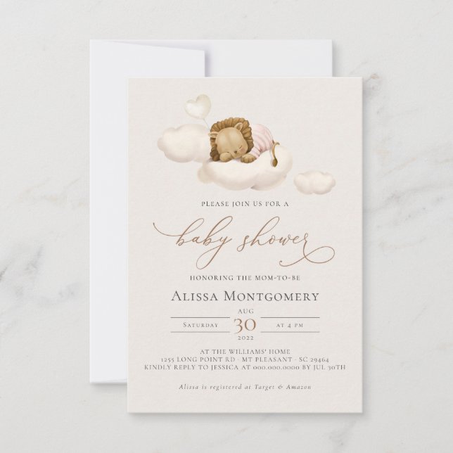 Invitación de Lion Baby Shower (Anverso)