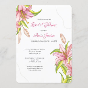 Invitación de Lirios Rosados Elegantes