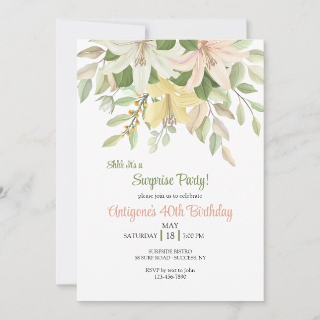 Invitación de Lirios Rubrum (Anverso)