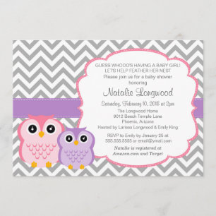 Invitación de Little Owls en Baby Shower, chica