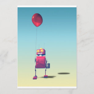 Invitación de Little Red Birthday Robot 3