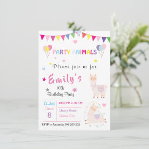Invitación de Llama Adorable y Papelería para Fies