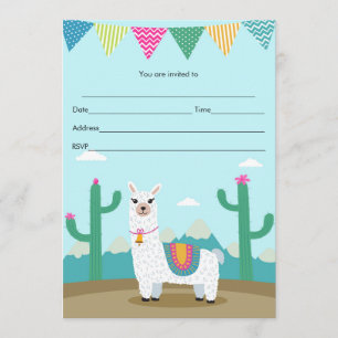 Invitación de llama de la Alpaca Rellenar cumpleañ
