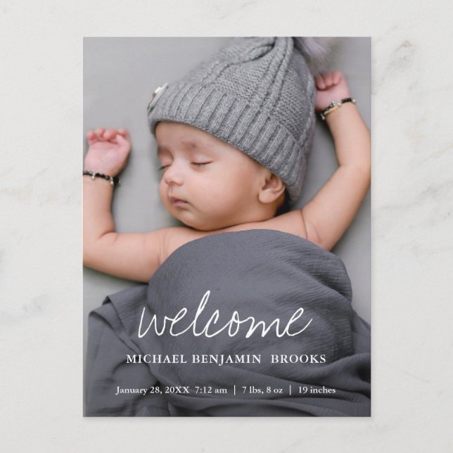 Invitación de llegada del bebé fotográfico (Anverso)
