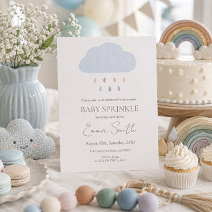 Invitación de lluvia de bebé arcoíris acuarela