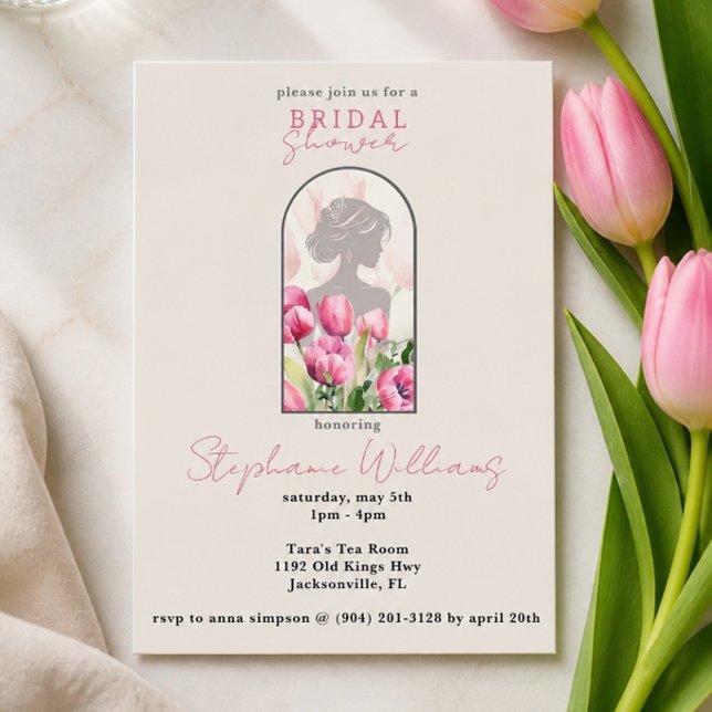 Invitación de lluvia de boda de tulipán rosa (Subido por el creador)