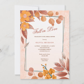 Invitación de lluvia de boda floral de acuarela pi