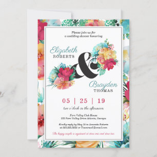 Invitación de lluvia de boda floral, Tropical