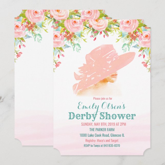 Invitación de lluvia de Derby floral de sombrero d (Anverso / Reverso)