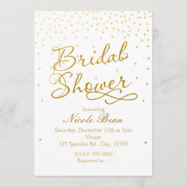 Invitación de lluvia de novia con confeti blanco y