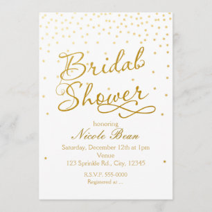 Invitación de lluvia de novia con confeti blanco y
