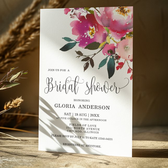 Invitación de lluvia de novia Floral Fuchsia (Subido por el creador)