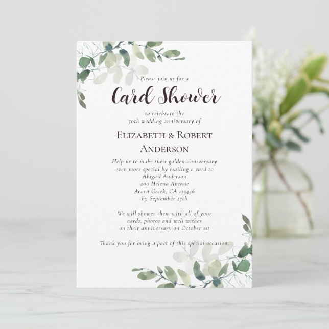 Invitación de lluvia de tarjetas para el 50 aniver (Anverso de pie)
