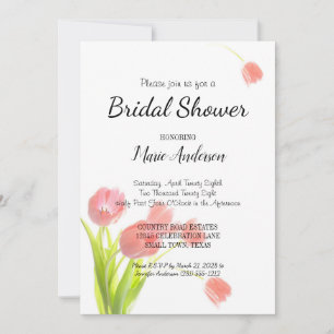 Invitación de lluvia de tulipanes rosados suaves