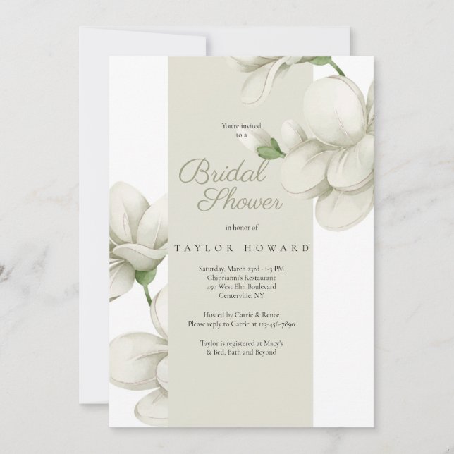 Invitación de lluvia floral écru (Anverso)