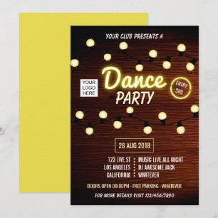 invitación de logotipo de música de baile de DJ de