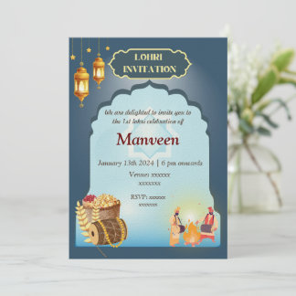 Invitación de Lohri Gris y Azul