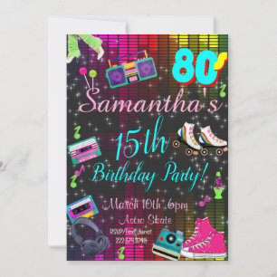 Invitación de los 80, de vuelta a los 80, cualquie
