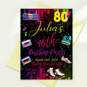 Invitación de los 80, de vuelta a los 80, cualquie