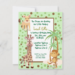 INVITACIÓN DE LOS ANIMALES SAFARI DE ÁFRICA JUNGLE