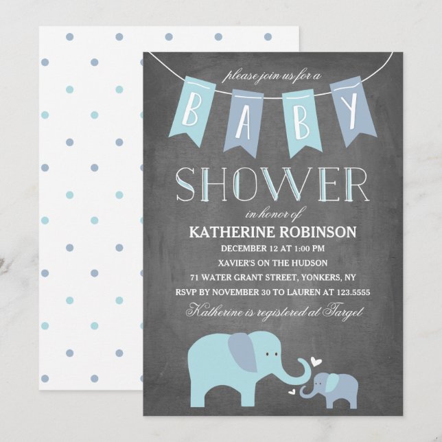 Invitación de los azules cielos el | Baby Shower (Anverso / Reverso)
