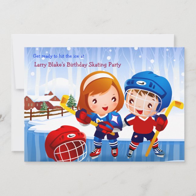 Invitación de los bebés del hockey sobre hielo (Anverso)