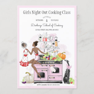 Invitación De los chicas de la noche clase de cocina hacia