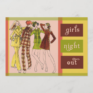 Invitación De los chicas de la noche vintage 70s hacia fuera