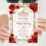 Invitación de los Chicas mexicanos de Roses Rojos<br><div class="desc">Chica Mexicana Roses Rojas Mi Invitación Quince Anos,  Cumpleaños 15, </div>