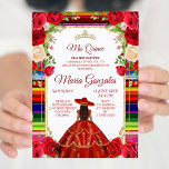 Invitación de los Chicas míos quince de Borgoña Fl<br><div class="desc">Chica Floral Borgoña Mexicana Mi Quince Invitación Mis Quince Anos,  15º Cumpleaños, </div>